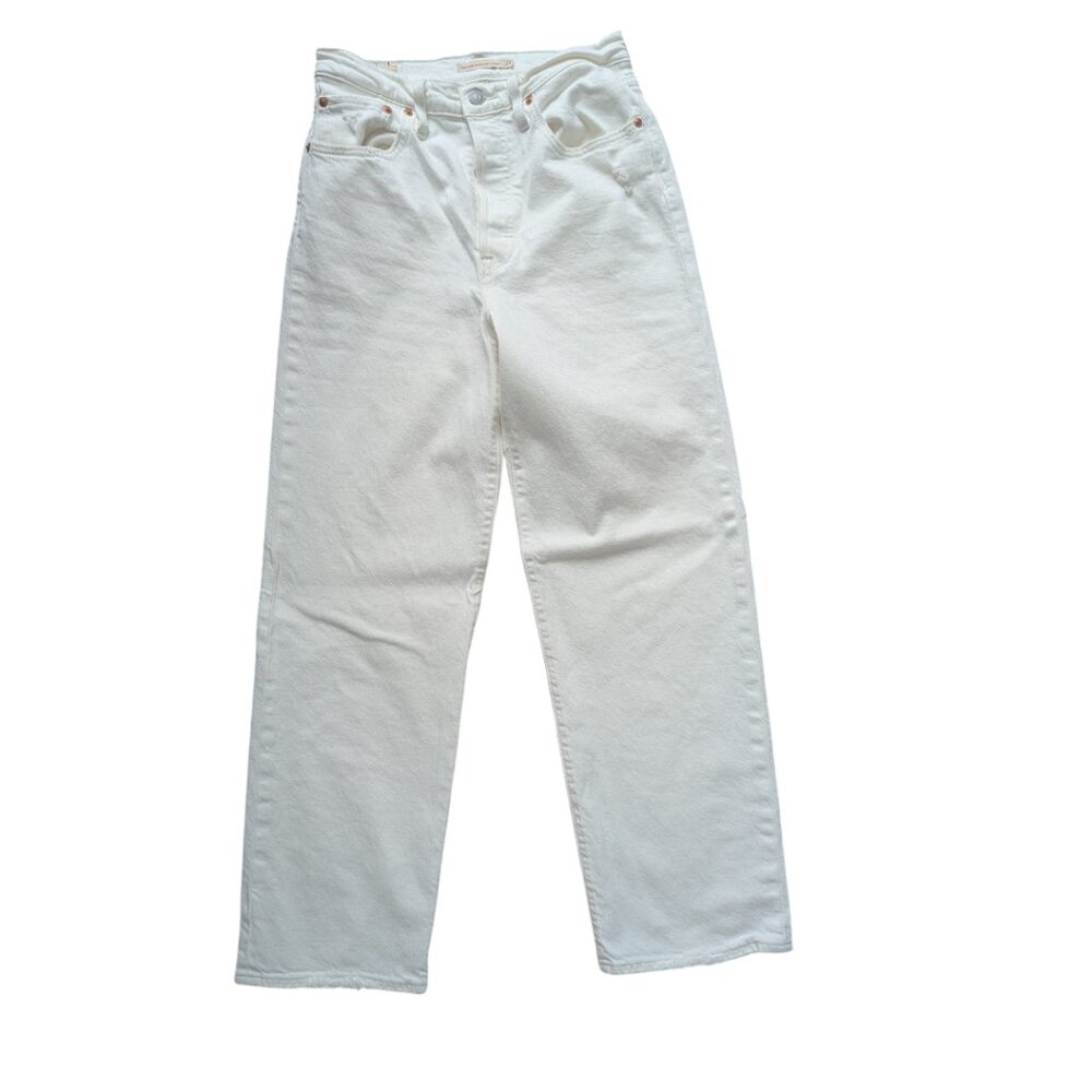 Levi’s Ribcage Straight Ankle Jeans High Rise Button Fly ~ Women 27 ~ White